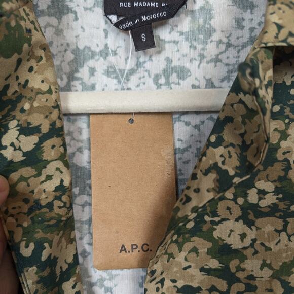 NWT A.P.C. Men's Lloyd Khaki Short Sleeve Casual Button Down Shirt Size S - Picture 8 of 10